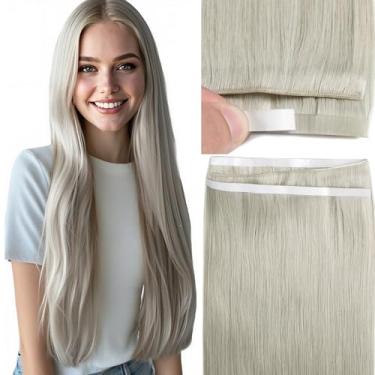 Imagem de Loxxy Extensões de cabelo humano com fita adesiva - fita de trama longa cinza colorida em extensões de cabelo - Uma peça DIY amarrada à mão largura 31,5" (80 cm), 18 polegadas 50 gramas, aparência