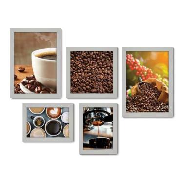 Imagem de Kit Com 5 Quadros Decorativos - Café Cafeteria Lanchonete - 064kq01b -