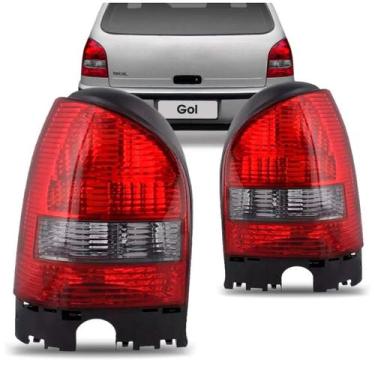 Imagem de Par Lanterna Traseira Gol GIII 1999 2000 2001 2002 2003 Ré Fumê Carcaç