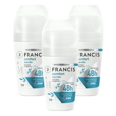 Imagem de Kit com 3 Desodorante Rollon Francis Algodão 50ml