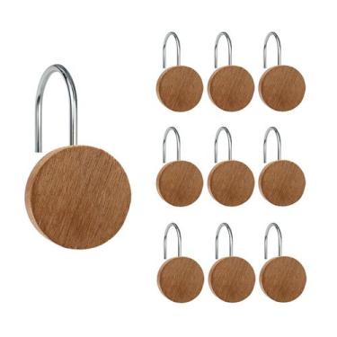 Imagem de Ganchos para cortinas de chuveiro JTDTH, decorativos em madeira, 12 pe