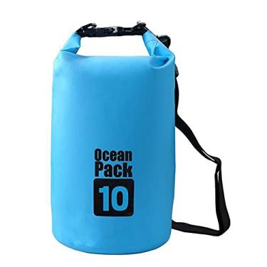 Imagem de Mochila esportiva Dry Sack flutuante à prova d 'água de quarantina 2L/3L/5L/10L/15L/20L/30L para barco, caiaque, caminhadas, snowboard, acampamento, rafting, pesca, mochila, Clássico, Azul, 10L
