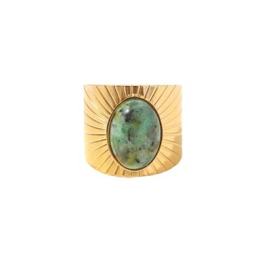 Imagem de Anel geométrico oval largo e aberto para mulheres e homens, boho, banhado a ouro 18k, vintage, aço inoxidável, turquesa, africano, anéis de dedo com ajuste firme, joia moderna, tamanho 9