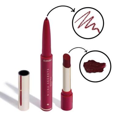 Imagem de Batom Vermelho Duo Perfect Match Eudora Niina Secrets 1,65G