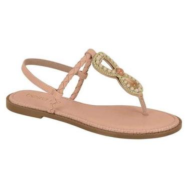 Imagem de Sandália Rasteira com Pedraria Beira Rio Conforto Ref.8472.415, Nude, 