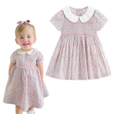 Imagem de Vestido Simplee para crianças e meninas, floral, 100% algodão, 4 anos 