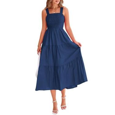 Imagem de Vestido feminino PRETTYGARDEN com blusa midi de verão azul escuro