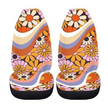 Imagem de Capas de assento de carro Drydeepin 70s 80s Groovy Hippie Daisy, pacot