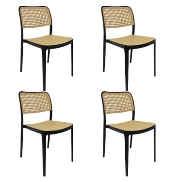 Imagem de Loft7 Home Decor, Kit 4 Cadeiras de Jantar e Cozinha Maya de Telinha, Preto