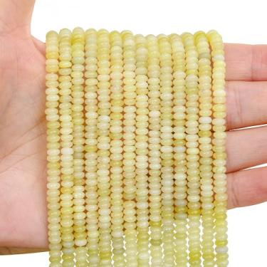 Imagem de BONNY BOXX 1 fio natural, 2 * contas de rondelle de jade limão de 4 mm, contas de pedra de disco de ábaco natural, pedra preciosa espaçadora solta para pulseira faça você mesmo, colar e fazer joias