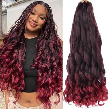Imagem de Pacotes sintéticos Braiding Hair COOKOO French Curly de 22 polegadas