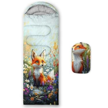 Imagem de AILONEN Kawaii Fox, sacos de dormir para acampamento, leves e à prova d'água, clima quente e frio para 3 estações, sacos de dormir para crianças, meninas, adultos, viagens, atividades ao ar livre