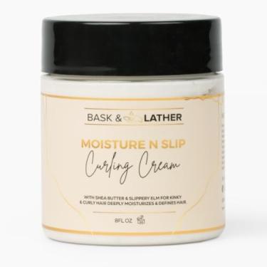 Imagem de BASK & LATHER Creme de cachos Moisture n Slip com extrato de amaranto, óleo de semente de uva e olmo escorregadio, melhora a definição de cachos, salta, reduz o frizz e quebra, hidratação profunda