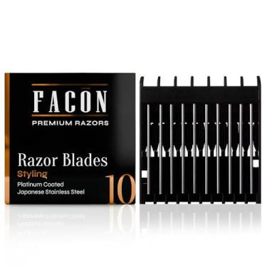 Imagem de Facón Aparelho de barbear profissional para homens, lâminas de reposição premium para modelador de bigode, aparador de barba e linha de cabelo, aço inoxidável japonês platinado para barbear suave e