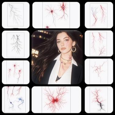 Imagem de 20 folhas de tatuagens estênceis temporárias kit de cicatriz, ponto sangrento falso sarna corpo rosto adesivos de tatuagem à prova d'água baile de máscaras adereços de maquiagem DIY pintura artística