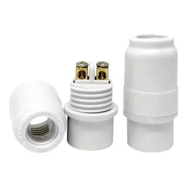 Imagem de 2X Kit 10 Bocal Pendente Soquete E14 Plástico Branco Decorlu