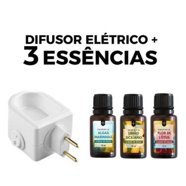 Imagem de Kit Difusor Elétrico de Aromas + 3 Essências Concentradas 15ml - Escol
