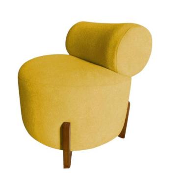 Imagem de Poltrona Decorativa Mônaco Couro Amarelo - Mansão Decor