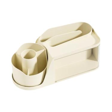 Imagem de YWJLQH Organizador de Mesa Giratório 360° com Prateleira Grande, Suporte, Suporte de Exposição, Espaço de Trabalho, Correspondência, Decoração Rústica E Clip, Creme, Tamanho real