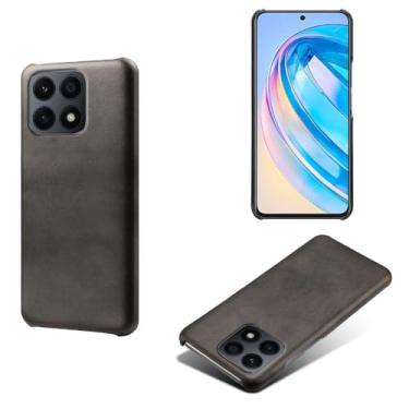 Imagem de Capa para Honor X8A,Proteção contra quedas,Casca de volta de cor sólida simples,Design de couro de imitação de plástico-Black
