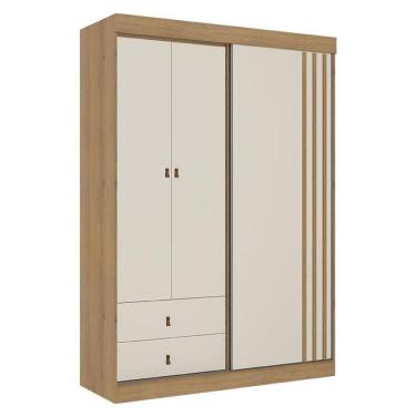 Imagem de Guarda Roupa Solteiro Aspen 3 Portas Capuccino Off White Acetinado - THB