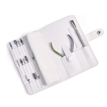 Imagem de KAZIPOP Suporte de brocas para unhas, organizador de brocas para unhas, expositor, organizador de 37 furos, carteira compacta para ferramentas de manicure (não inclui brocas) (branca)