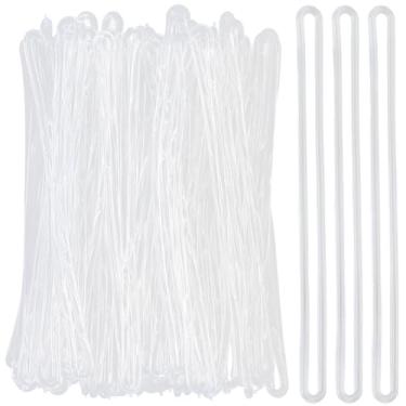 Imagem de CREATCABIN 100 peças de alças transparentes para bagagem, alças de etiqueta de plástico PVC transparente para crachá de identidade, prendedor de mala de viagem, laços de minhocas para cartões de