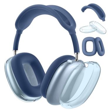 Imagem de Youtec Capa compatível com Apple AirPods Max, TPU transparente e macio, antiarranhões, capa para fone de ouvido/capa para fones de ouvido AirPods Max, azul