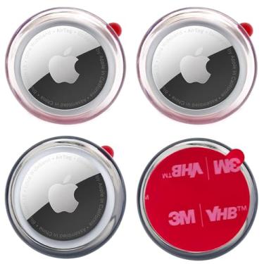 Imagem de echinff Pacote com 4 capas para Airtag, capa protetora com adesivo forte 3M compatível com etiquetas Apple Air para colar na TV, fones de ouvido remotos, mochilas, bagagem, laptop, câmera, bicicleta