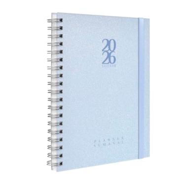 Imagem de Agenda Planner Semanal Plus 2026 Solid Glitter Cores Azul Celeste