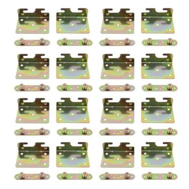 Imagem de FarBoat 8 peças universais de suporte de trilho de ferro para cama de ferro suportes de conversão para substituição de cabeceira de pé gancho resistente em trilhos de cama, dourado, estilo H