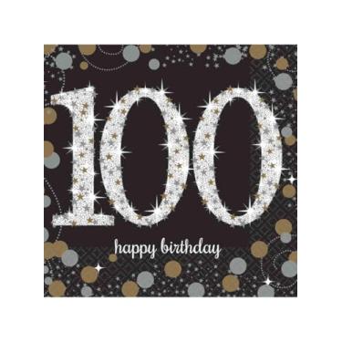 Imagem de amscan – Guardanapo brilhante para comemoração da celebração da bebida comemoração da celebração 100 (16), Multicor, One Size