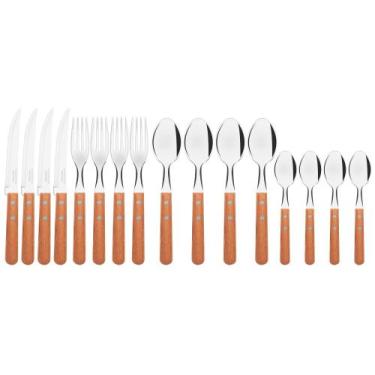 Imagem de Faqueiro 16 peças com Laminas de Aço Inox e Cabos de Madeira Tramontin