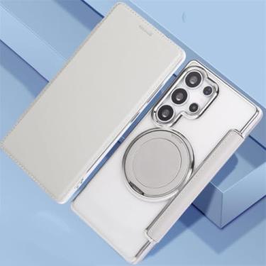 Imagem de Capa de couro tipo carteira com suporte giratório e magnético para Samsung Galaxy S22 S23 S24 S25 Ultra Plus (para Galaxy S24/cinza)