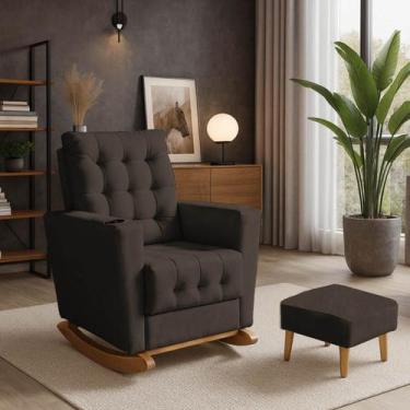 Imagem de Poltrona Duna Amamentação Balanço e Puff - Beatriz Decor, Marrom