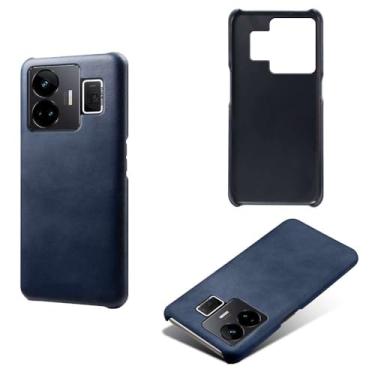 Imagem de Capa para OPPO Realme GT Neo 5 5G,Proteção contra quedas,Casca de volta de cor sólida simples,Design de couro de imitação de plástico-Blue