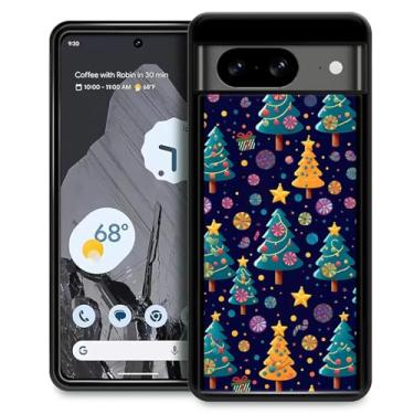 Imagem de CARLOCA Capa compatível com Google Pixel 8, Feliz Natal, árvore doce, estrelas, design moderno para meninas, à prova de choque, antiarranhões, capa traseira rígida de policarbonato para Google Pixel 8