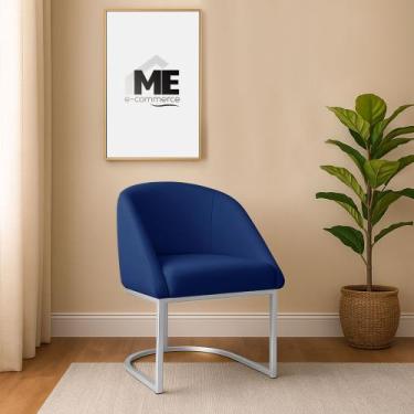 Imagem de Banqueta Poltrona Lua Penteadeira E Salão Com Base Metálica prata, azu