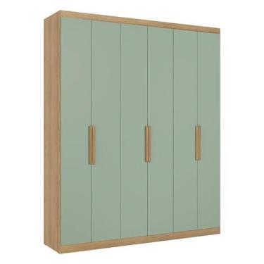 Imagem de Guarda Roupa Casal Milan 6 Portas Capuccino Menta Acetinado - THB - TH