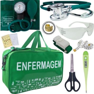 Imagem de Kit Enfermagem Aparelho De Pressão Pamed Completo - Love Saude, VERDE 