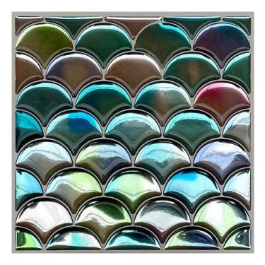 Imagem de Pastilha Adesiva Escama Cauda de Sereia Resinada - Kit com 4 Placas - 