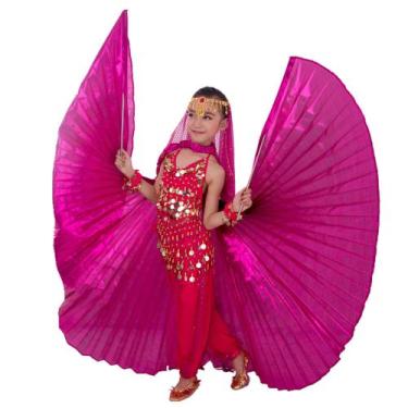 Imagem de Fantasia infantil MUNAFIE Belly Dance Isis Wings rosa vermelha