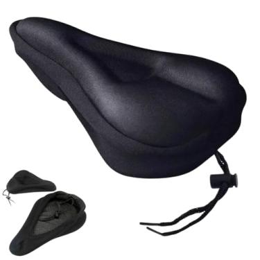 Imagem de Capa de Selim em Gel Anatômica para Bicicleta, Preta, Material em Gel e Poliéster, Ajustável, para Ciclismo, Spinning,BMX,Mountain Bike e Ergométrica