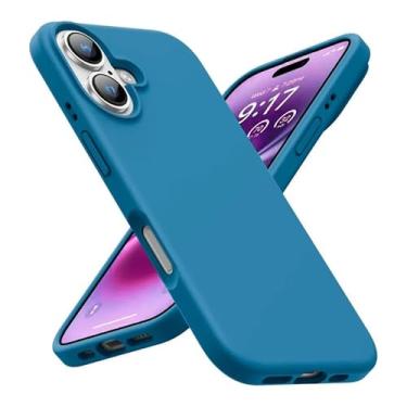 Imagem de ENTRONIX Capa de telefone compatível com iPhone 17 — Capa protetora de silicone líquido de toque suave, azul-piscina