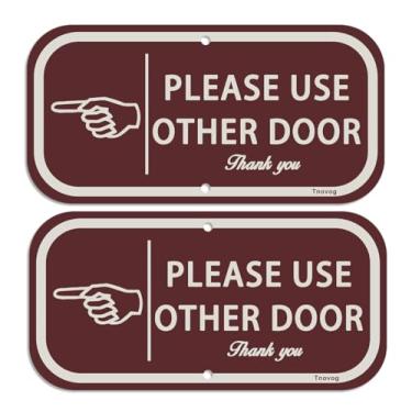 Imagem de Pacote com 2, use outro sinal de porta, seta para a esquerda, 30 x 15 cm, metal, reflexivo, resistente, ferrugem, alumínio, à prova de intempéries, fácil de instalar, para entrar ao ar livre, negócios