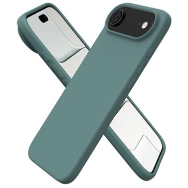 Imagem de ORNARTO Capa protetora para iPhone Air de 6,5 polegadas, de silicone líquido fino, 3 camadas, borracha de gel macio, à prova de choque, com forro de microfibra antiarranhões - verde pinho