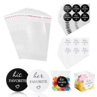Imagem de 120 conjuntos de adesivos favoritos dele com sacos de doces, sacolas de lembrancinhas de casamento e adesivos para chá de panela, sacos de boas-vindas, embalagem de biscoitos e doces (120)