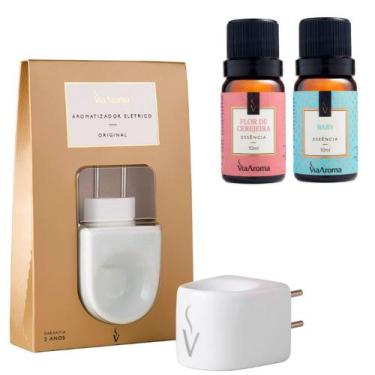 Imagem de Aromatizador Eletrico Porcelana Via Aroma com 2 Essencia Cerejeira e B