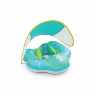 Imagem de Anel Flutuante Inflável para Bebê com Cobertura Solar Removível – Boia de Piscina Infantil a partir de 8 Meses Azul (Tamanho P)