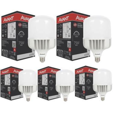 Imagem de 5 Lâmpada Led Bulbo Hp Luz Branco 6500K E27 Bivolt Comércio - AVANT